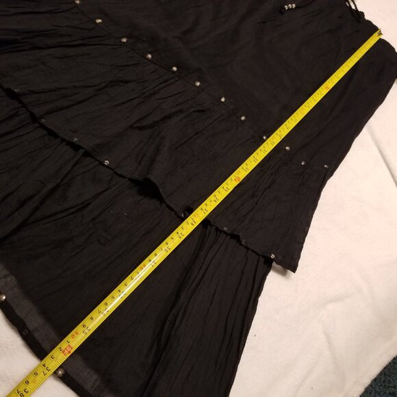 NWT 100% Cotton Black Maxi Skirt Studded Ruffle Tiered Long Addition Elle XLarge - Picture 14 of 15